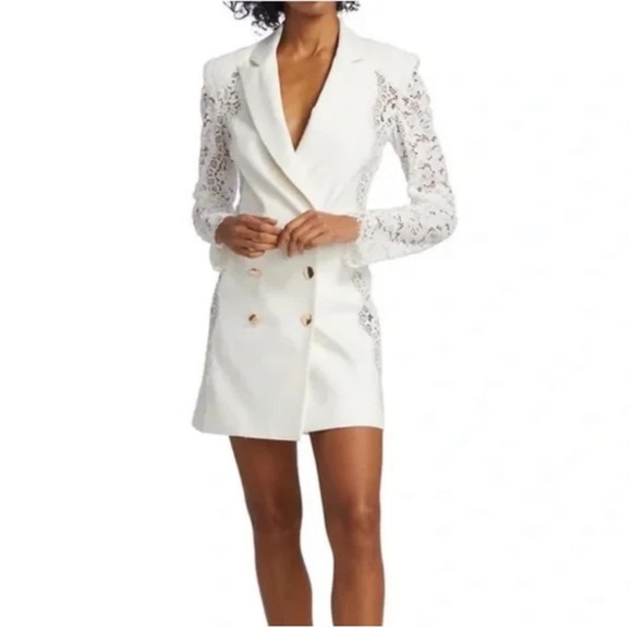 NEW RAMY BROOK Shay Double Breasted Blazer Dress Ivory NWT